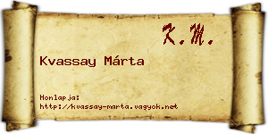 Kvassay Márta névjegykártya