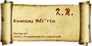 Kvassay Márta névjegykártya