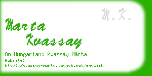 marta kvassay business card