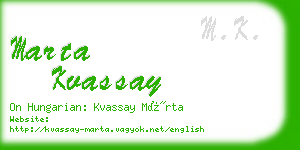 marta kvassay business card